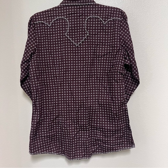 Cruel Girl Womens Brown w design Long Sleeve Pearl Snap Button Western Shirt L - Picture 6 of 7